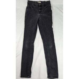 Free People Black Wash Skinny Jeans Distressed Denim‎ Size 26x28